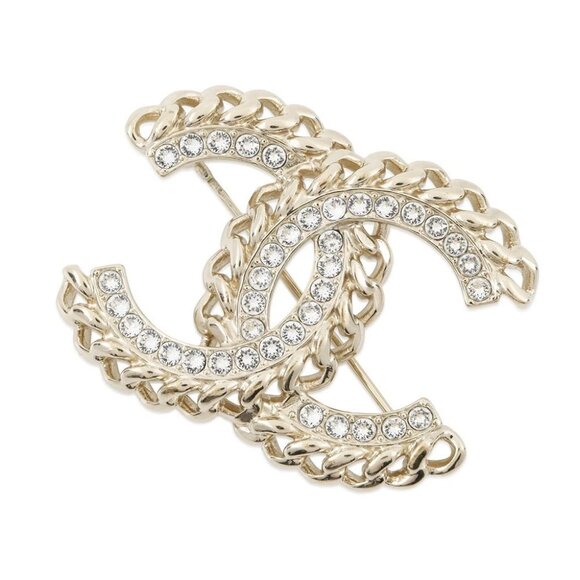 CHANEL CC Logo Rhinestone Brooch Metal/Rhinestone AB5612 - Picture 1 of 11